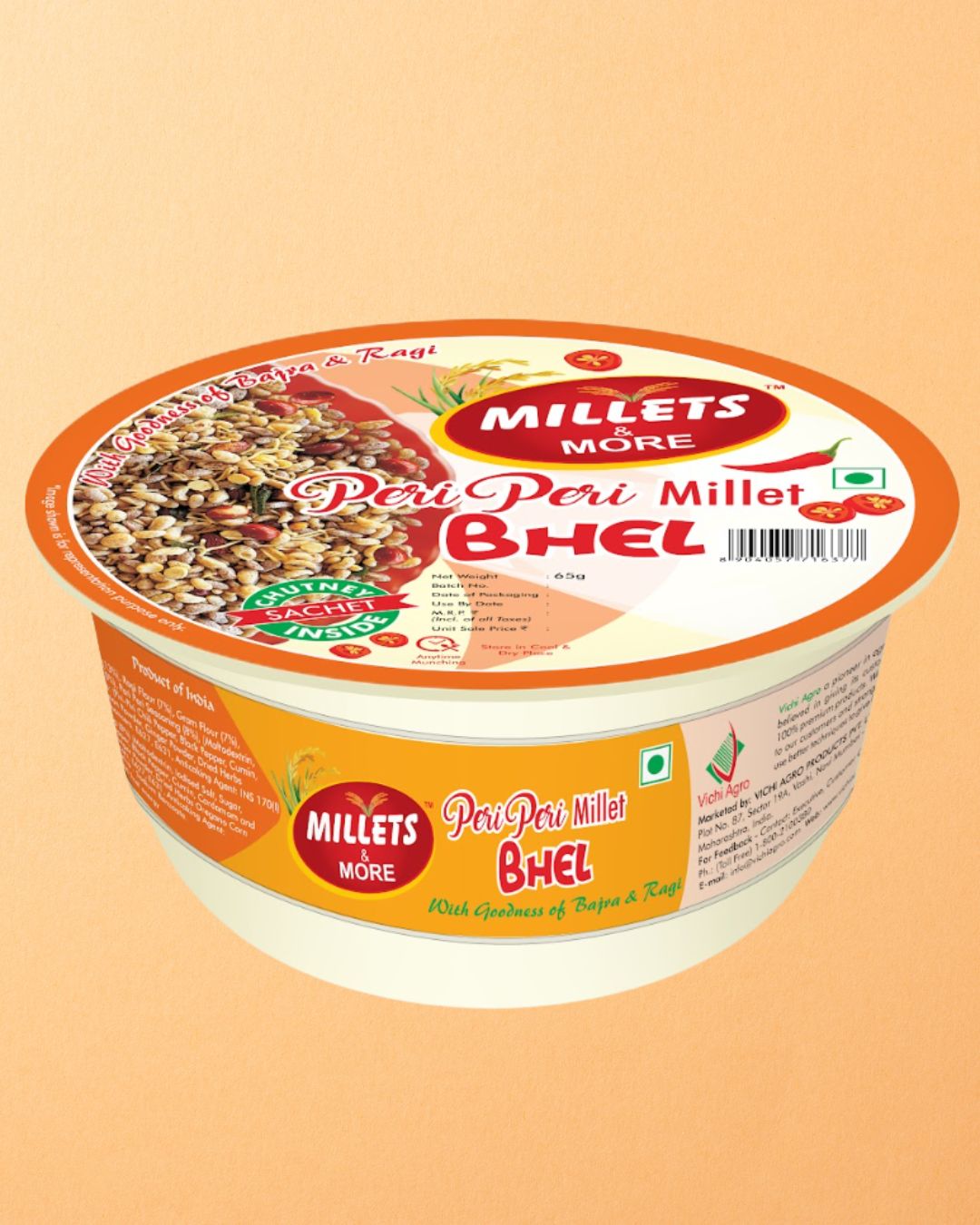 Peri Peri Millet Bhel Tub - 65 gm - Image 2
