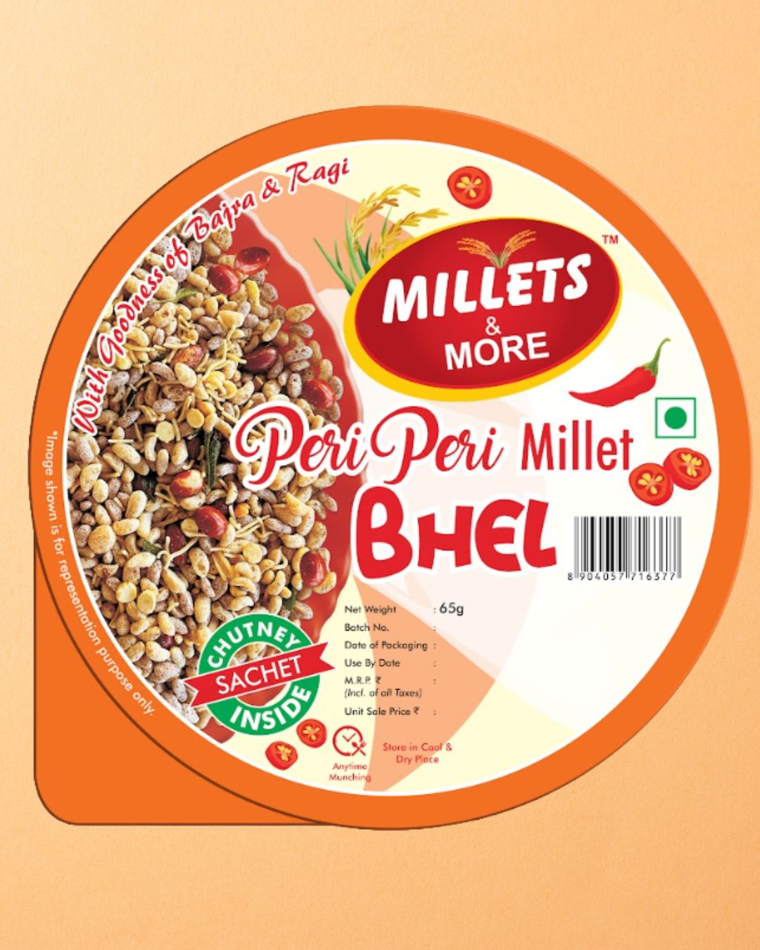 Peri Peri Millet Bhel Tub - 65 gm